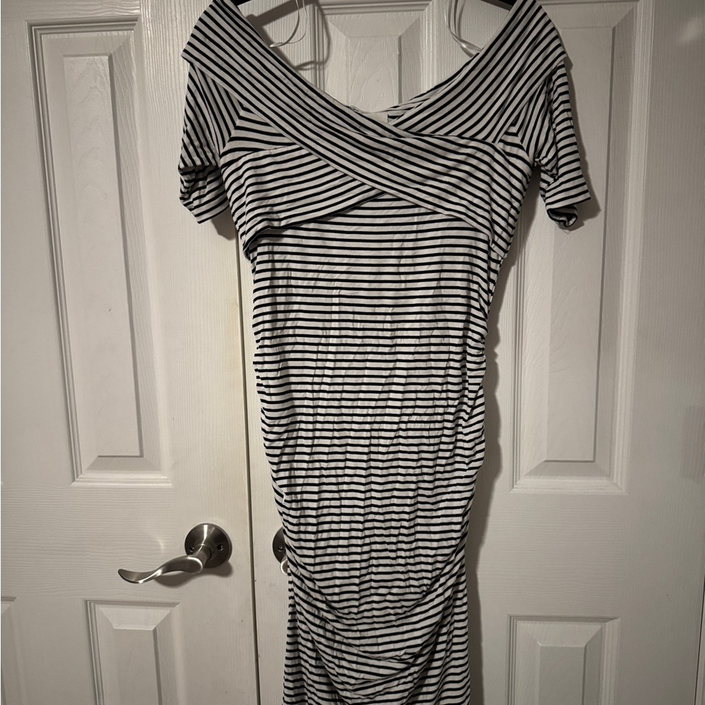 Striped Black and White maternity Dress